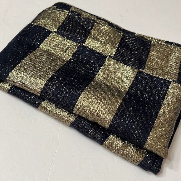 kate spade new york Women's Scarf Logo Awning Stripe Yarn Dye NWT Wool Silk Blue - Picture 9 of 16